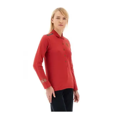 Polokošile la martina woman polo l/s piquet stretch pompeian red