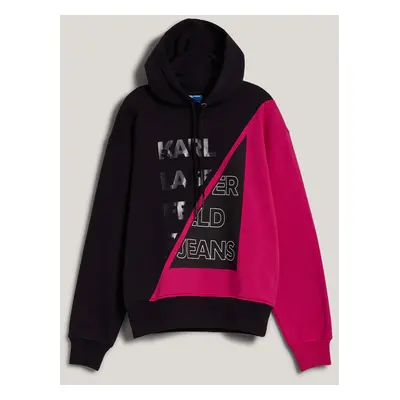 Mikina karl lagerfeld jeans klj blocked hoodie black/cabaret