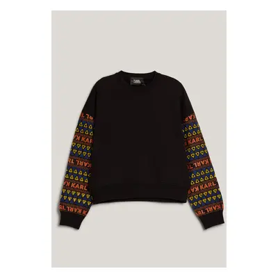 Mikina karl lagerfeld lace sweatshirt black