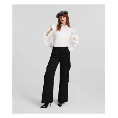 Kalhoty karl lagerfeld satin cargo pant black