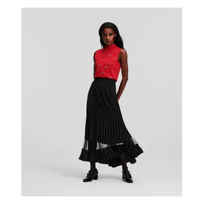 Sukně karl lagerfeld kl mesh pleated evening skirt black