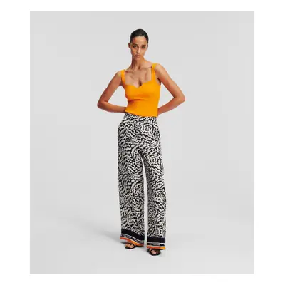 Kalhoty karl lagerfeld pj wide leg pants elektrika black/white