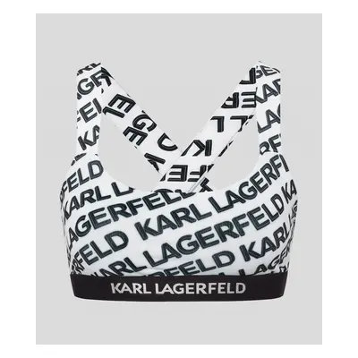 Plavky karl lagerfeld bandeau w/ logo elastic diagonal aop white