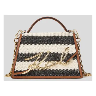 Kabelka karl lagerfeld k/signature 2.0 md cb raffia natural/sudan brown