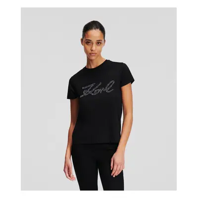 Tričko karl lagerfeld rhinestone logo t-shirt black