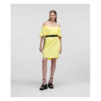 Šaty karl lagerfeld linen blend dress w/belt iris yellow