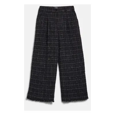 Kalhoty karl lagerfeld boucle pants black/silver