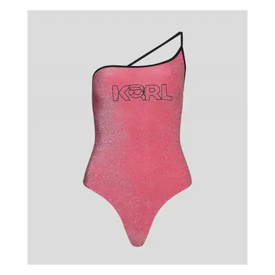 Plavky karl lagerfeld ikonik 2.0 lurex swimsuit pink lurex