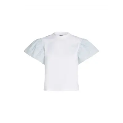 Tričko karl lagerfeld ruffled slv fabric mix t-shirt white