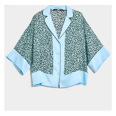 Košile karl lagerfeld kl leopard printed pj shirt leopard blue