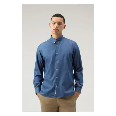 Košile woolrich classic indigo shirt light indigo