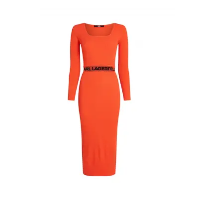 Šaty karl lagerfeld lslv knit dress orange