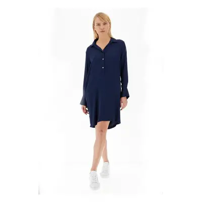 Šaty la martina woman dress l/s viscose satin navy blazer