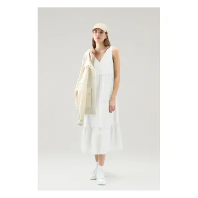 Šaty woolrich poplin maxi dress plaster white