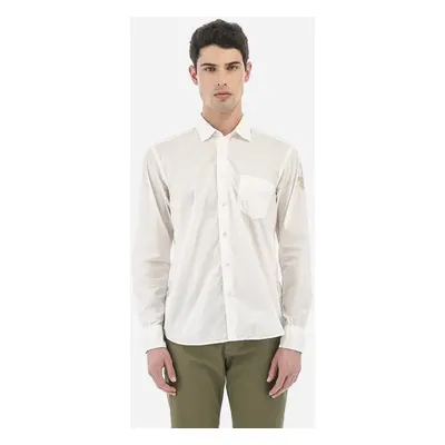 Košile la martina man shirt l/s parachute canvas optic white