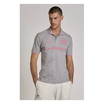 Polokošile la martina man polo s/s piquet stretch lgtheathgrey/pinkcar