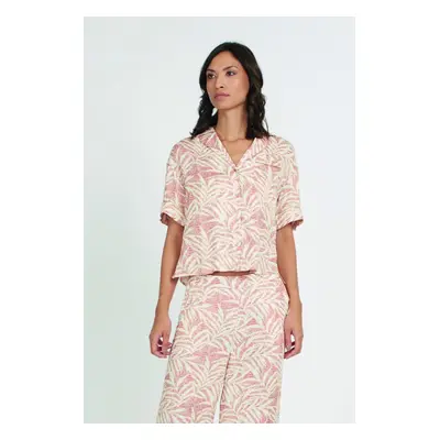 Košile la martina woman shirt s/s printed viscos ashros/rosesmok/papy