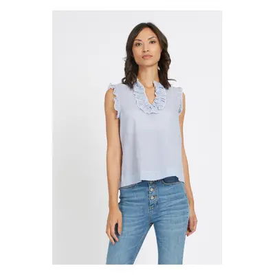 Halenka la martina woman blouse sleeveless voile optic white/bluebell