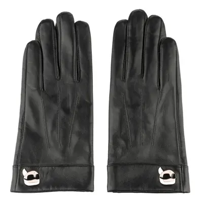 Rukavice karl lagerfeld k/ikonik 2.0 leather ff glove black