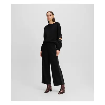 Kalhoty karl lagerfeld glitter logo tape culottes black