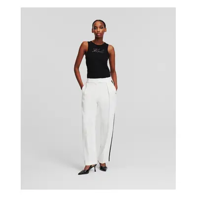 Kalhoty karl lagerfeld contrast panel tailored pants white/black