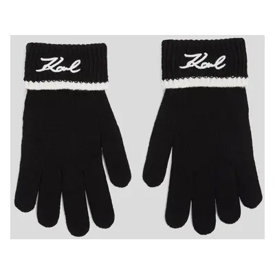 Rukavice karl lagerfeld k/signature knit glove black/white