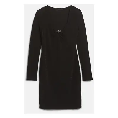 Šaty karl lagerfeld fan lurex jersey dress black lurex