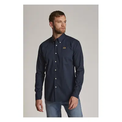 Košile la martina man shirt l/s poplin stretch navy