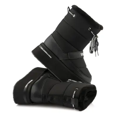 Sněhule karl lagerfeld klj wedge puffa boot black lthr & textile