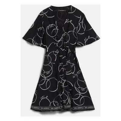 Šaty karl lagerfeld wrap dress circle aop black/white