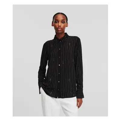 Košile karl lagerfeld rhinestone stripe shirt black