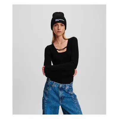 Svetr karl lagerfeld jeans klj lslv logo knitted top black