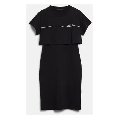 Šaty karl lagerfeld seasonal logo jersey dress black