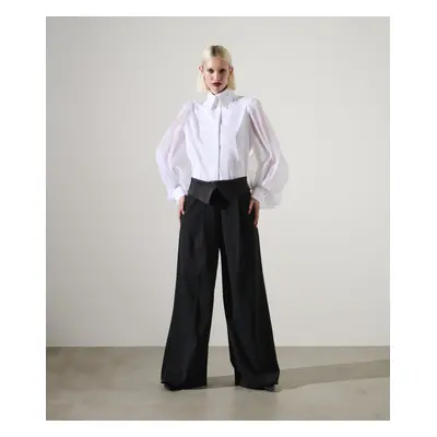 Kalhoty karl lagerfeld tailored wide leg pants black