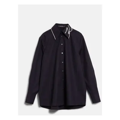 Košile karl lagerfeld signature collar poplin shirt black