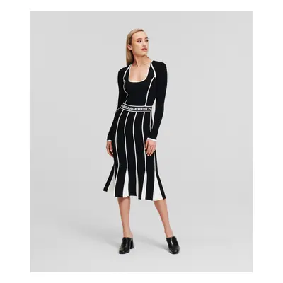 Šaty karl lagerfeld lslv logo knit dress black/white