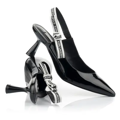 Lodičky karl lagerfeld ribbon sling black patent lthr