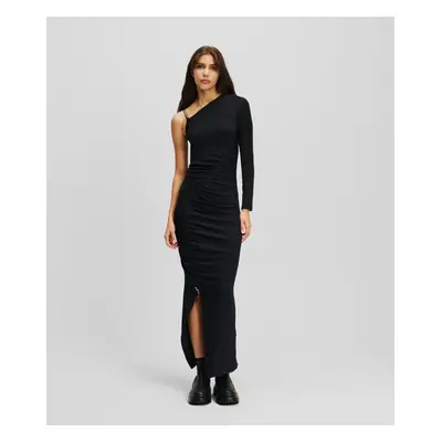 Šaty karl lagerfeld jeans klj ruched maxi strap dress black