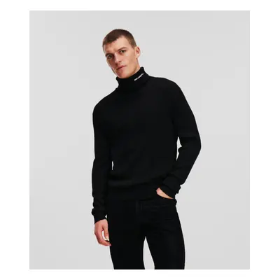 Svetr karl lagerfeld logo ribbed turtleneck black