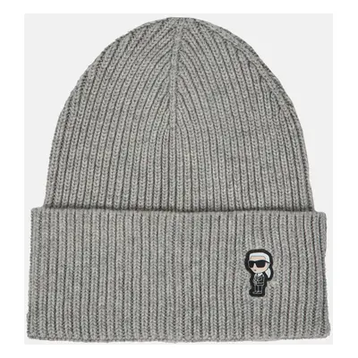 Čepice karl lagerfeld k/ikonik 2.0 beanie light grey mélange