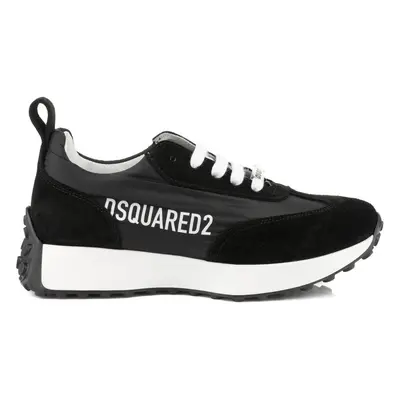 Tenisky dsquared logo leather & tech running sneakers low lace up black