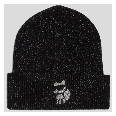 Čepice karl lagerfeld k/ikonik 2.0 choup lur beanie black/silver