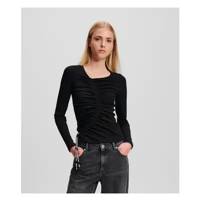 Top karl lagerfeld jeans klj ruched lslv top black