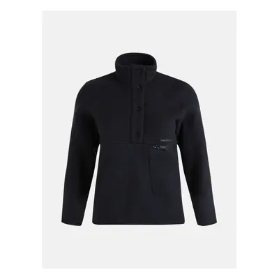 Mikina peak performance w fleece snap t-neck black/grey melange