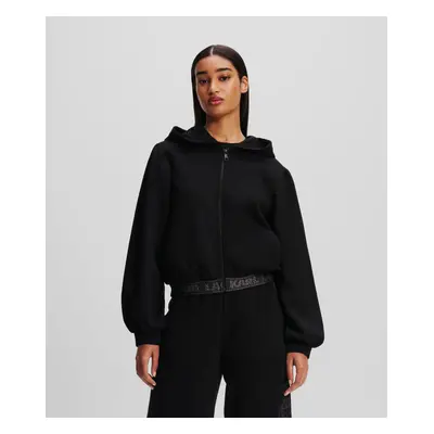 Mikina karl lagerfeld glitter logo tape zip up black