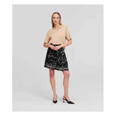 Sukně karl lagerfeld pleated print mini skirt circle aop black/white