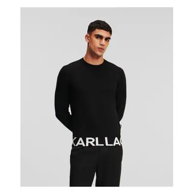 Svetr karl lagerfeld karl logo knit crewneck black