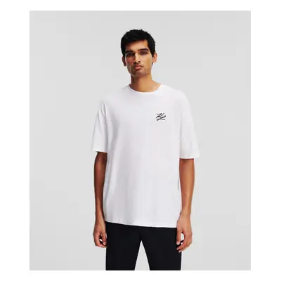 Tričko karl lagerfeld autograph linen blend t-shirt white