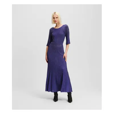 Šaty karl lagerfeld pleated lurex knit dress deep purple