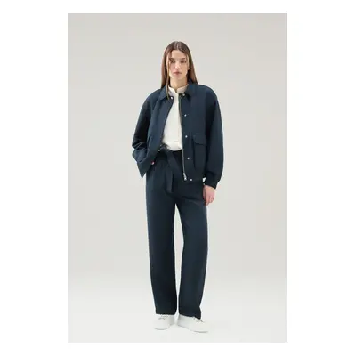 Kalhoty woolrich viscose linen pant melton blue